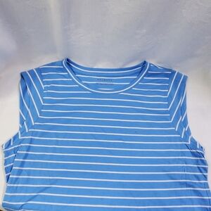Talbots Blue Stripe Summer Ready Cap Sleeve Pullover Knit Top Large